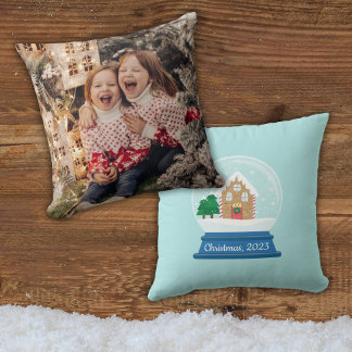 GINGERBREAD HOUSE SNOW GLOBE CUSHION