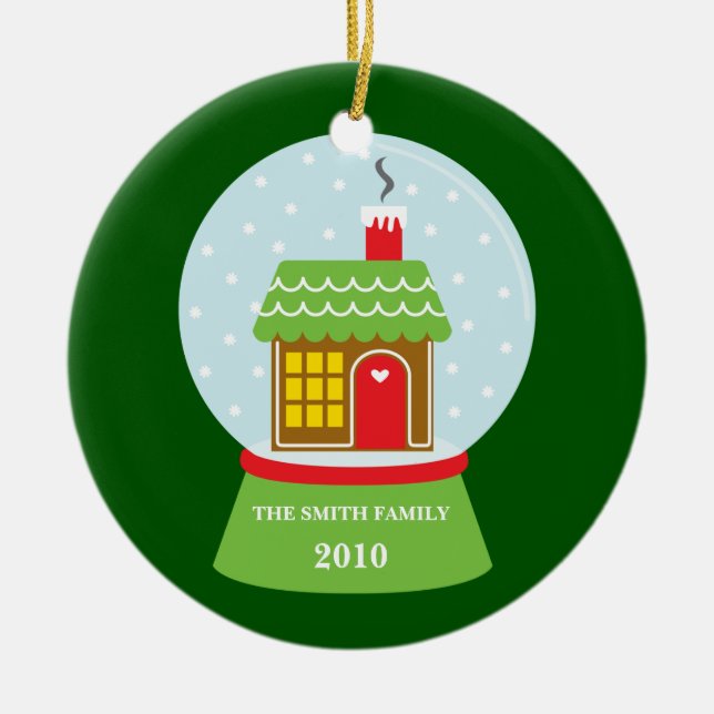 Gingerbread House Snowglobe Ornament (Front)