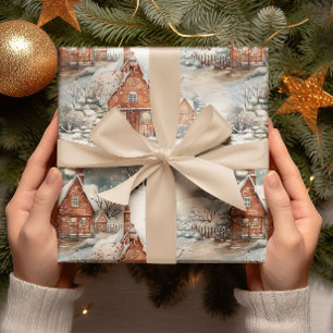 Gingerbread House Snowy Christmas Wrapping Paper