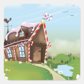Gingerbread house square sticker