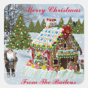 GINGERBREAD HOUSE SQUARE STICKER