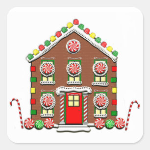 Gingerbread House Square Sticker