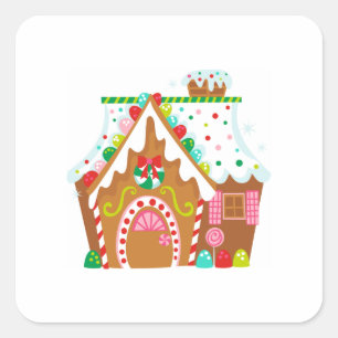 GINGERBREAD HOUSE SQUARE STICKER