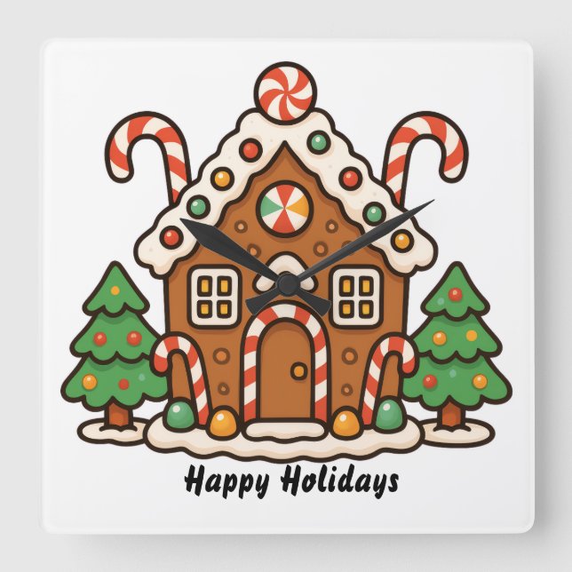 Gingerbread House  Square Wall Clock (Front)
