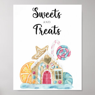 Gingerbread house - sweets and treats baby shower poster