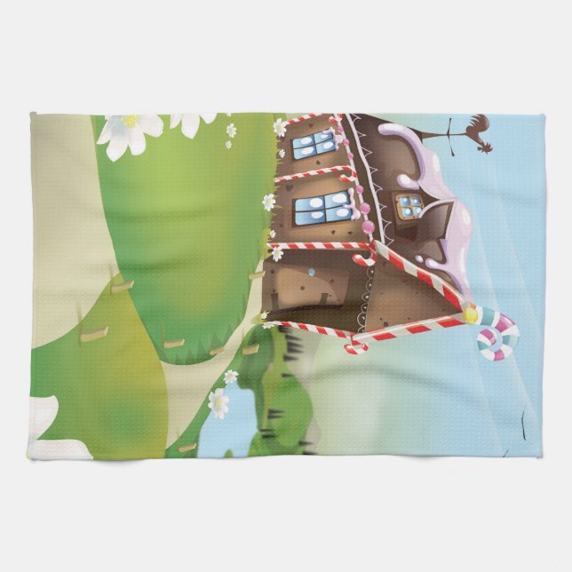 Gingerbread house tea towel (Horizontal)