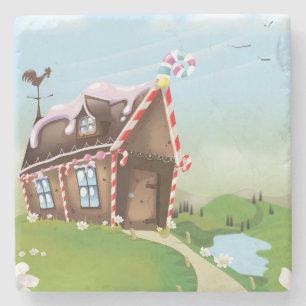 Gingerbread house throw pillow stone coaster