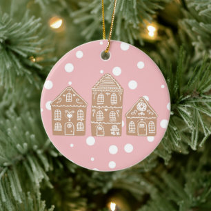 Gingerbread House Village Ceramic Ornament
