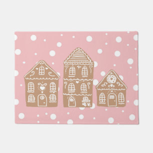Gingerbread House Village Illustration Doormat
