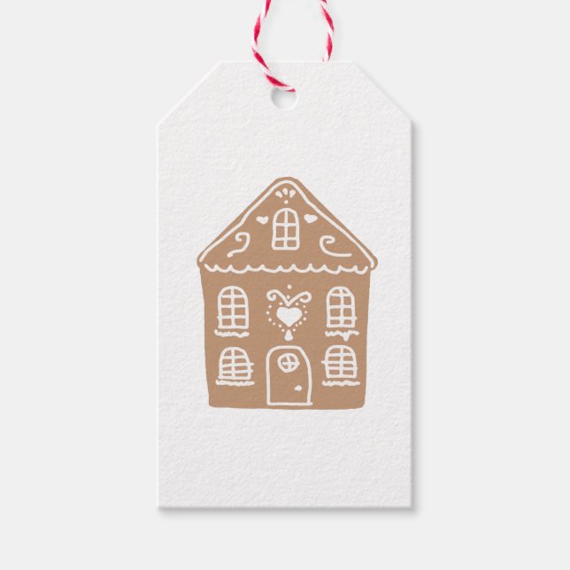 Gingerbread House Village Illustration Gift Tags (Front)