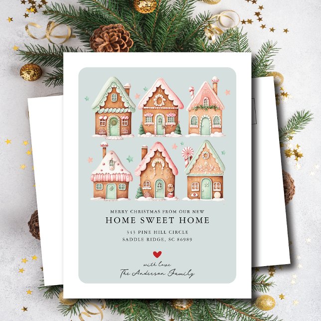 Gingerbread House Village Moving Announcement  Postcard (Creator Uploaded)