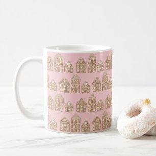 Gingerbread House Village Pattern Illustration Coffee Mug