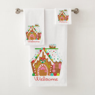 Gingerbread House Welcome Bath Towel Set