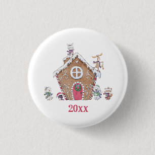 Gingerbread House Winter Ice Skating Animal Custom 3 Cm Round Badge