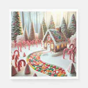 Gingerbread House With Candy Canes Napkin