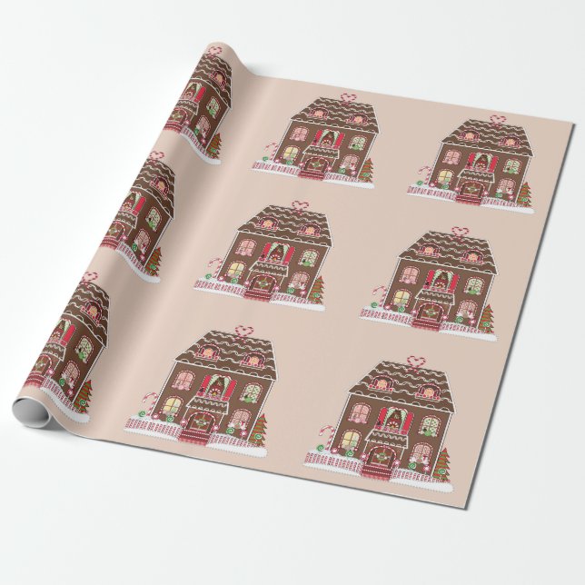 gingerbread house wrapping paper (Unrolled)