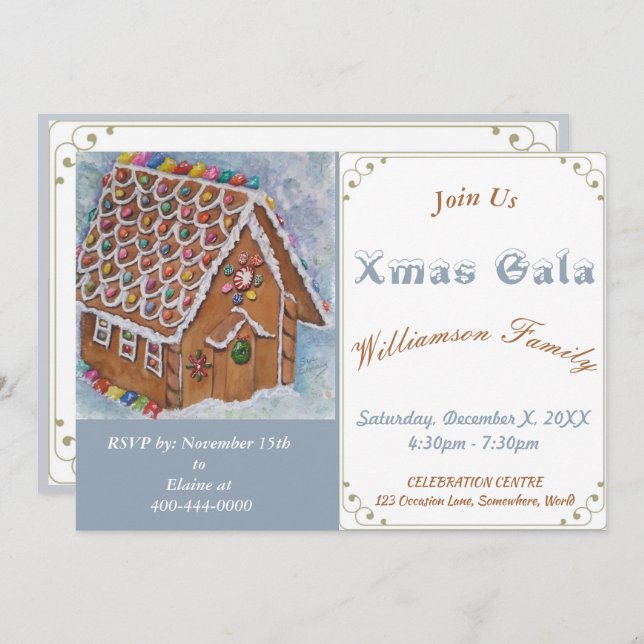 GINGERBREAD HOUSE XMAS GALA PARTY INVITATION (Front/Back)