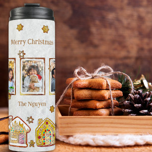Gingerbread Houses 5 Photo Template White  Thermal Tumbler