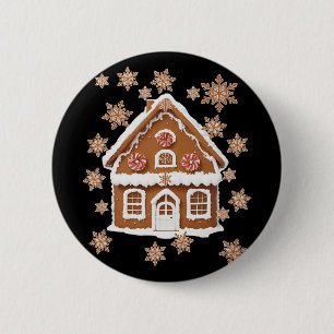 Gingerbread Houses And Snowflakes Sweet Christmas 6 Cm Round Badge