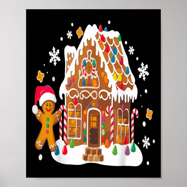 Gingerbread Houses And Snowflakes Sweet Christmas  Poster (Front)