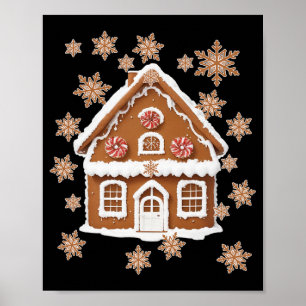 Gingerbread Houses And Snowflakes Sweet Christmas Poster