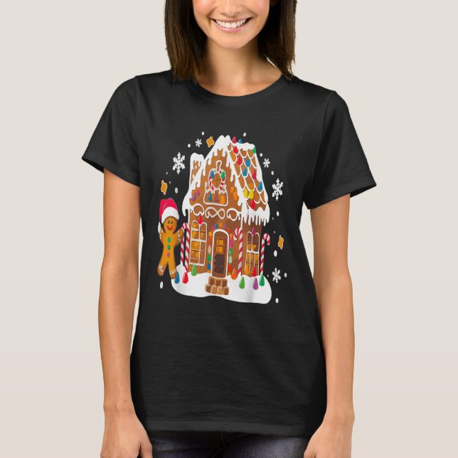 Gingerbread Houses And Snowflakes Sweet Christmas  T-Shirt (Front)