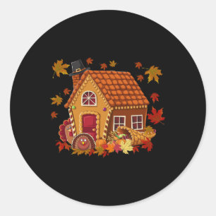 Gingerbread Houses Autumn Season Design Thanksgivi Classic Round Sticker
