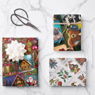 Gingerbread Houses, Christmas ABC, Teddy Bear Wrapping Paper Sheet