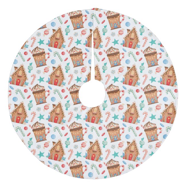 Gingerbread Houses Fleece Tree Skirt (Front)