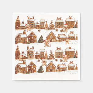 Gingerbread Houses Man Cookies Christmas Village Napkin