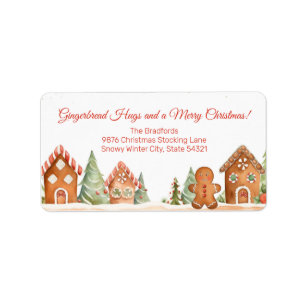 Gingerbread Hugs Christmas Return Address Labels