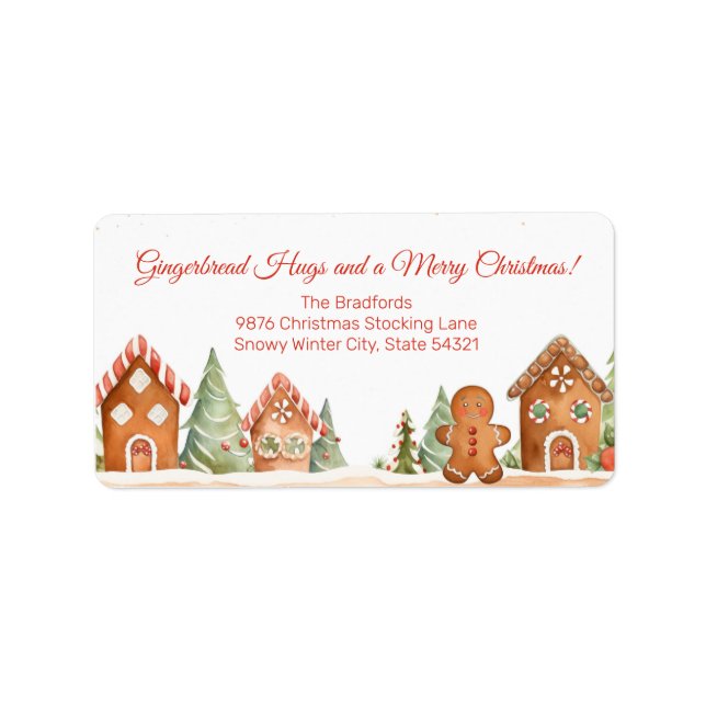 Gingerbread Hugs Christmas Return Address Labels (Front)