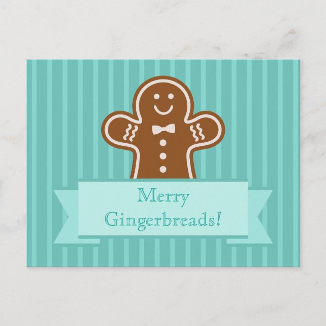 Gingerbread Hugs Holiday Postcard (Front)
