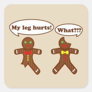 Gingerbread Humor Drawing Square Sticker