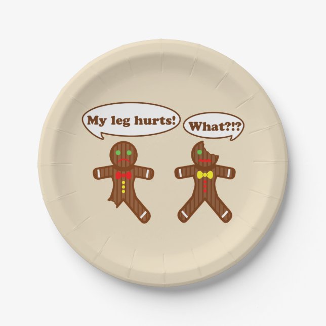 Gingerbread Humour Christmas Paper Plate (Front)
