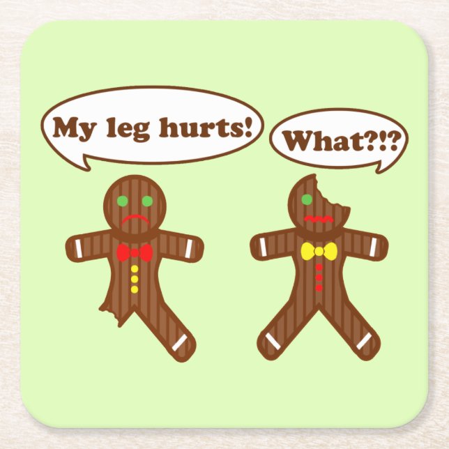 Gingerbread Humour Square Paper Coaster (Front)