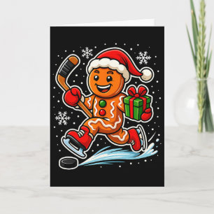 Gingerbread Ice Hockey Player Sports Lover Xmas Pa Card