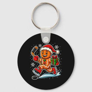 Gingerbread Ice Hockey Player Sports Lover Xmas Pa Key Ring