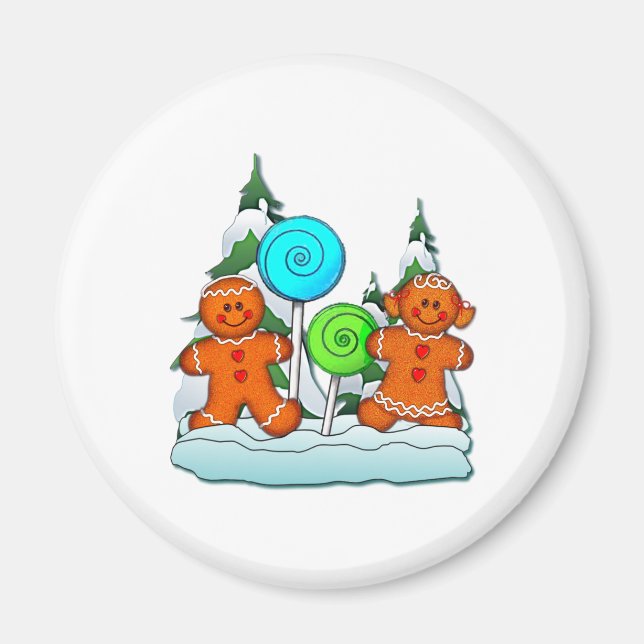 GINGERBREAD KIDS AND LOLLIPOPS by SHARON SHARPE Magnet (Front)