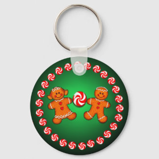 GINGERBREAD KIDS & CANDY by SHARON SHARPE Key Ring