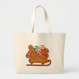 GINGERBREAD KIDS, CANDY & SLEIGH by SHARON SHARPE Large Tote Bag