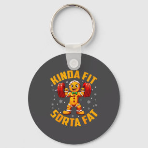 Gingerbread Kinda Fit Sorta Fat Gym Weightlifting Key Ring