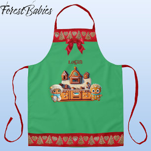 Gingerbread Kitchen Boy & Girl Cookie Graphic Apron