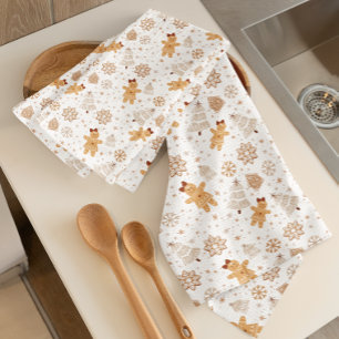 Gingerbread Kitchen Towel with Christmas Tree