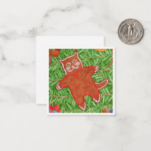 GINGERBREAD KITTY 2.5" Square Flat Notecard