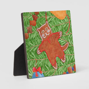GINGERBREAD KITTY 5.5"x5.5" Plaque + Easel