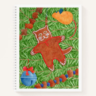 GINGERBREAD KITTY 8.5x11 Spiral Notebook