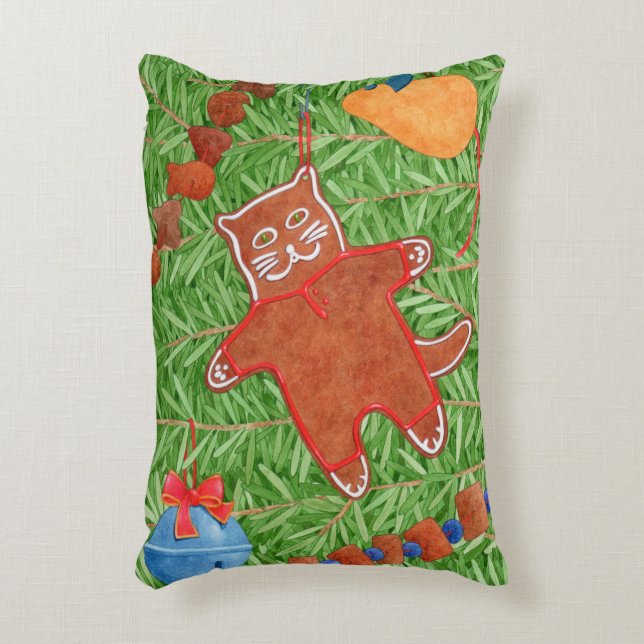 GINGERBREAD KITTY Accent Pillow (Front(Vertical))