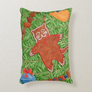 GINGERBREAD KITTY Accent Pillow