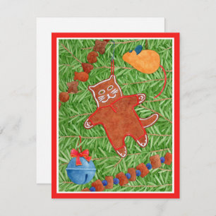 GINGERBREAD KITTY Meowy Christmas 4.25x5.5 Card II
